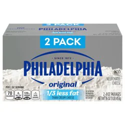 Philadelphia Reduced Fat Cream Cheese, 2 ct Pack, 8 oz Brick