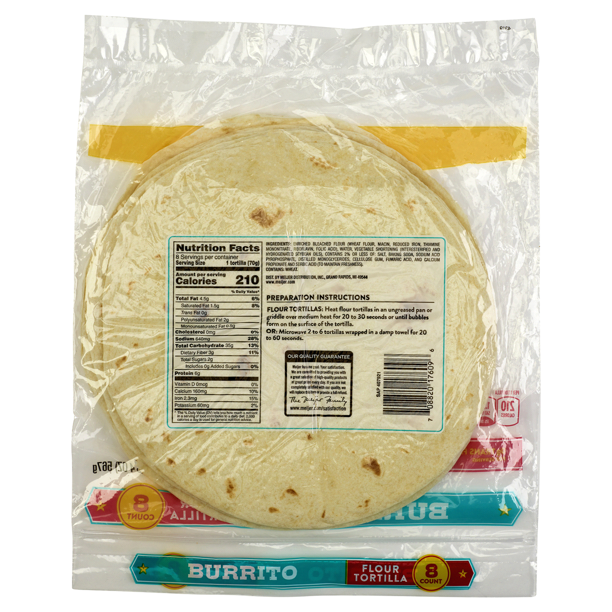 slide 5 of 5, Meijer Burrito Flour Tortilla, 8 ct