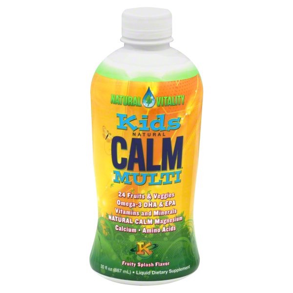 slide 1 of 1, Natural Vitality Fruity Splash Flavor Kids Calm Multi Supplement, 30 fl oz