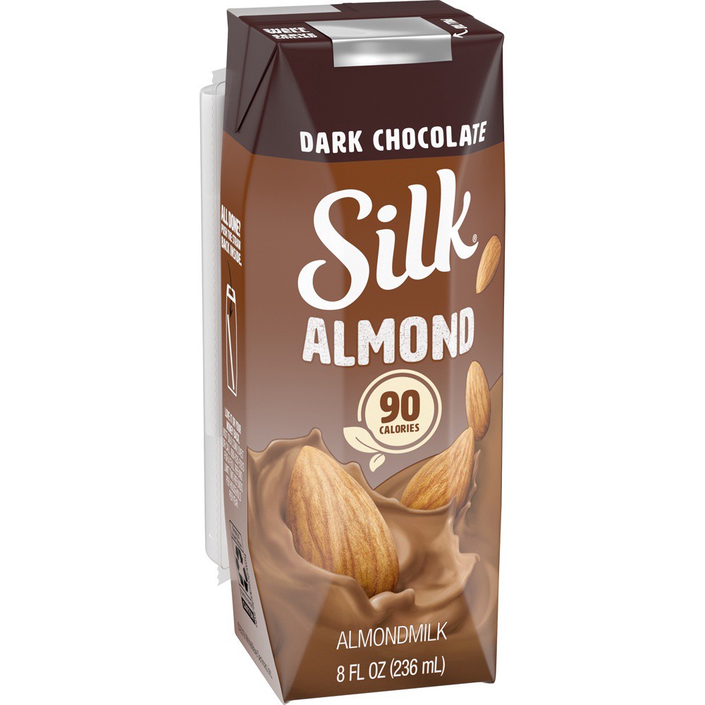 slide 7 of 8, Silk Shelf-Stable Almond Milk Singles, Dark Chocolate, Dairy-Free, Vegan, Non-GMO Project Verified, 8 oz., 8 fl oz