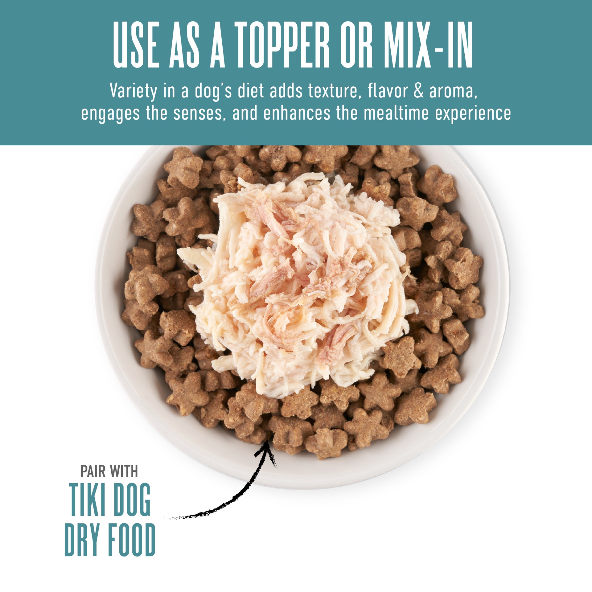 slide 7 of 7, Tiki Dog Born Carnivore Protein Booster Chicken and Duck Recipe in Broth Dog Food Topper, 2.1 oz., 1 ct