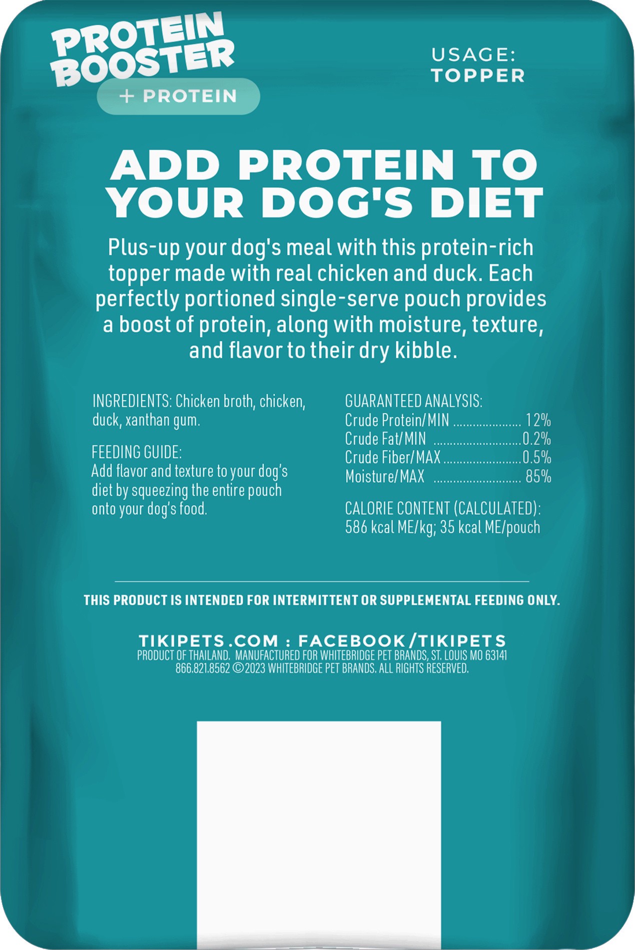 slide 3 of 7, Tiki Dog Born Carnivore Protein Booster Chicken and Duck Recipe in Broth Dog Food Topper, 2.1 oz., 1 ct