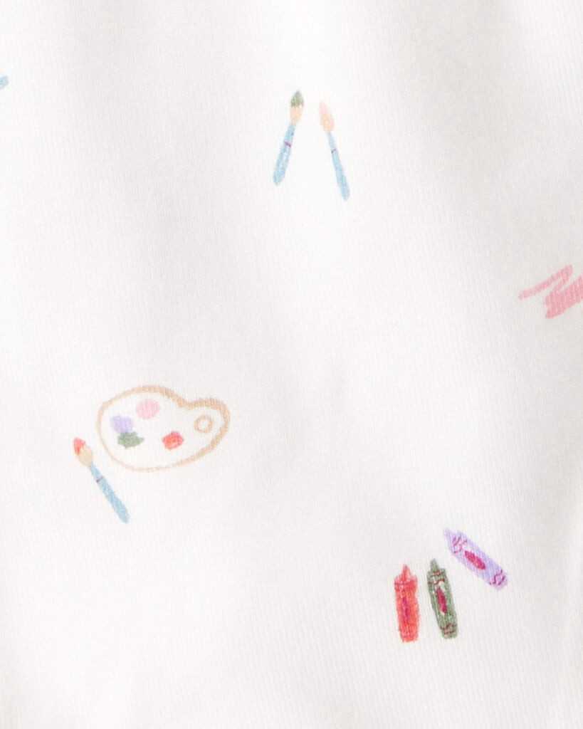 slide 3 of 5, Carter's Baby Girl Paint Print PurelySoft Pull-On Pants - White/Purple Purple/White 3M, 1 ct