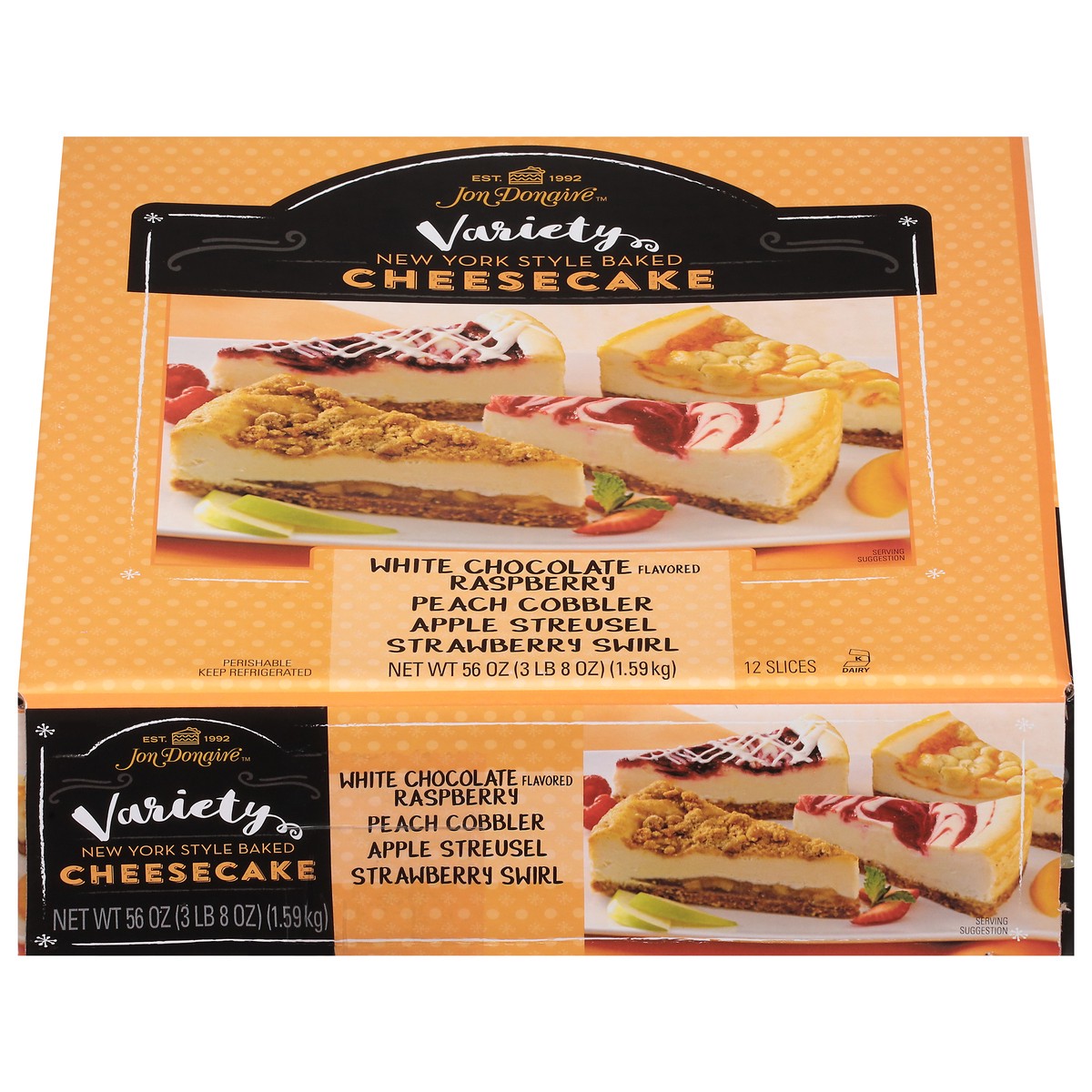 slide 10 of 14, Jon Donaire New York Style Baked Cheesecake Variety 56 oz, 12 ct