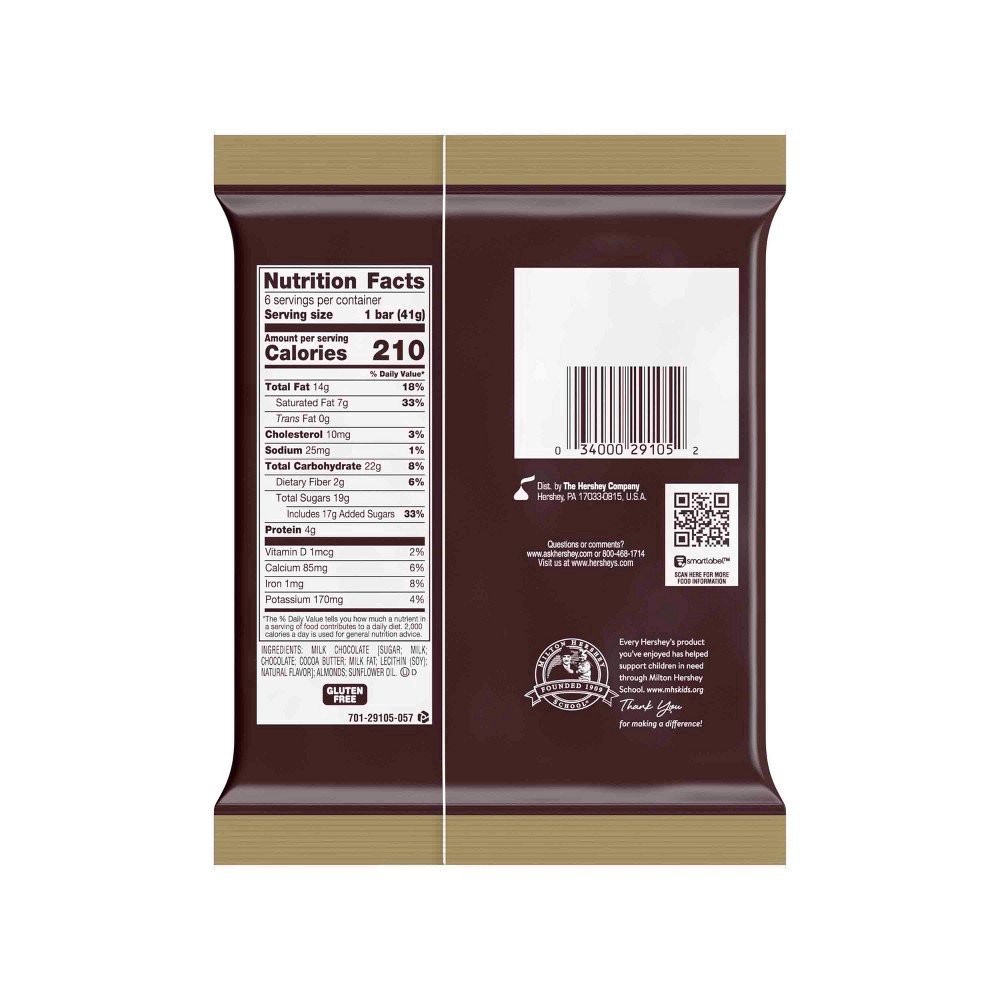 slide 80 of 81, Hershey's Milk Chocolate with Whole Almonds Candy Bars, 1.45 oz (6 Count), 1.45 oz