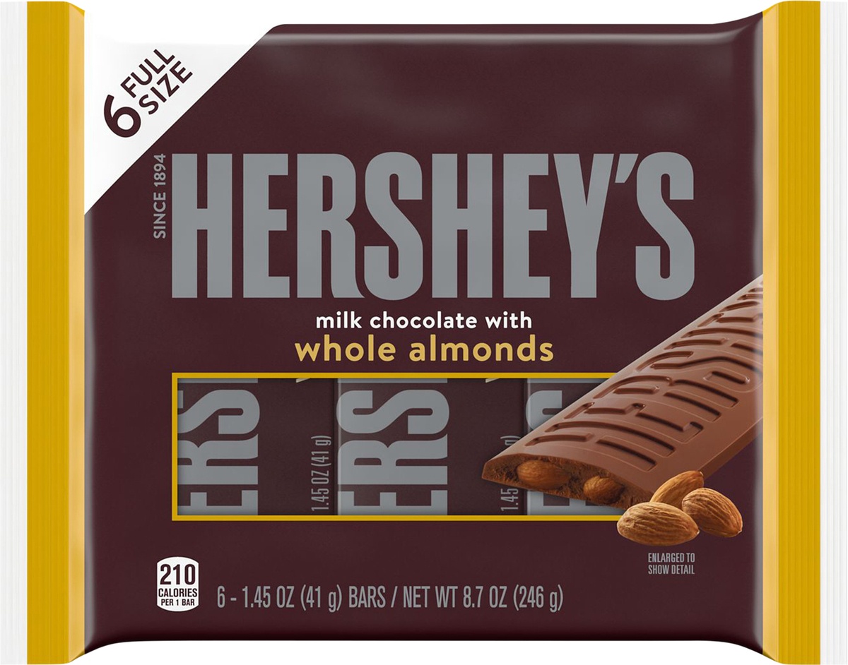 slide 4 of 6, Hershey's Milk Chocolate With Almonds Bars, 6 ct