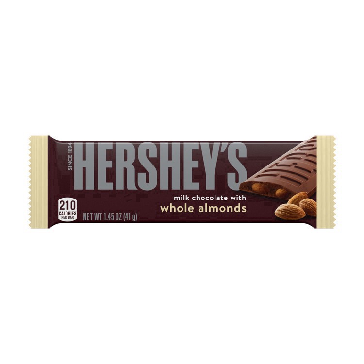 slide 4 of 81, Hershey's Milk Chocolate with Whole Almonds Candy Bars, 1.45 oz (6 Count), 1.45 oz