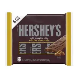 Hershey's Milk Chocolate with Whole Almonds Candy Bars, 1.45 oz (6 Count)