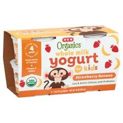H-E-B Organics Kids' Whole Milk Yogurt - Strawberry Banana
