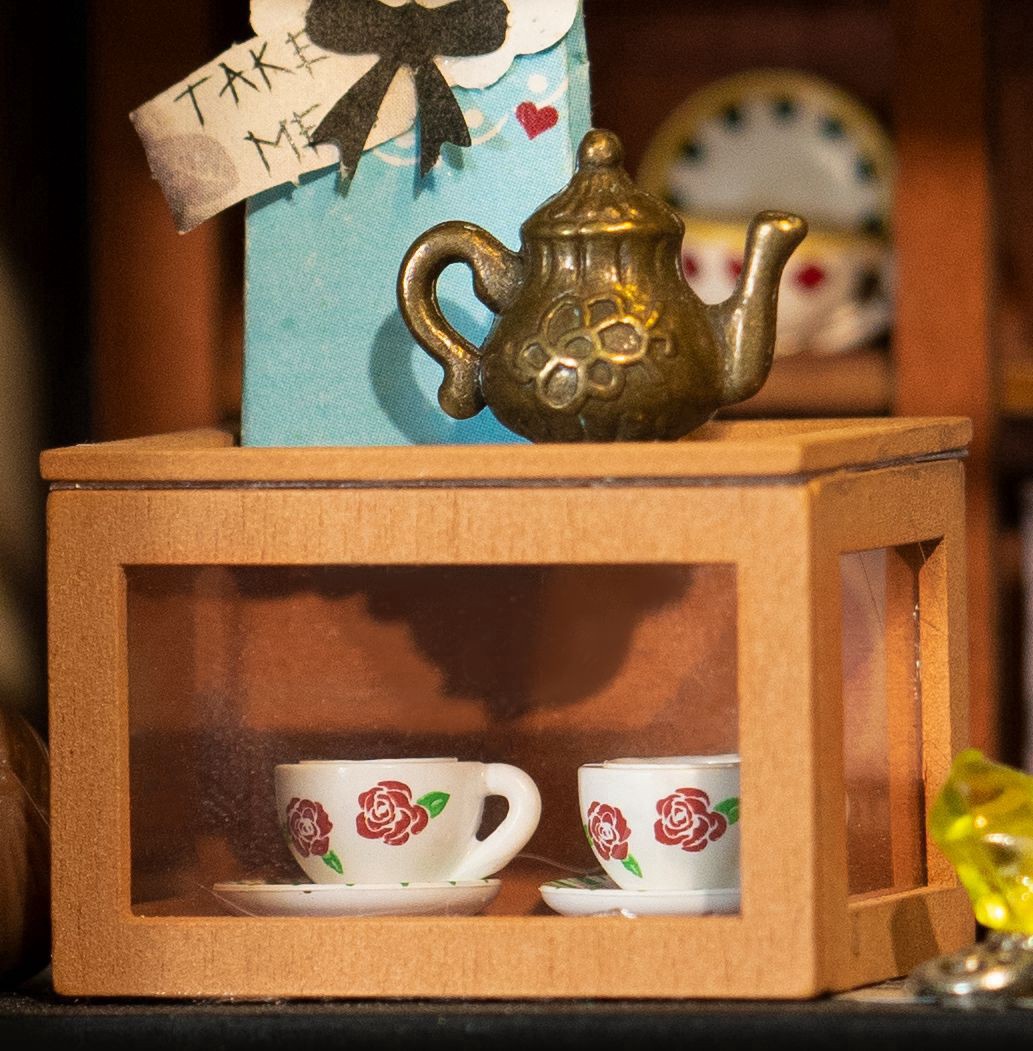 slide 2 of 8, Robotime Rolife Alice's Tea Store Diy Miniature House Kit, 8.5 in x 6 in x 7 in