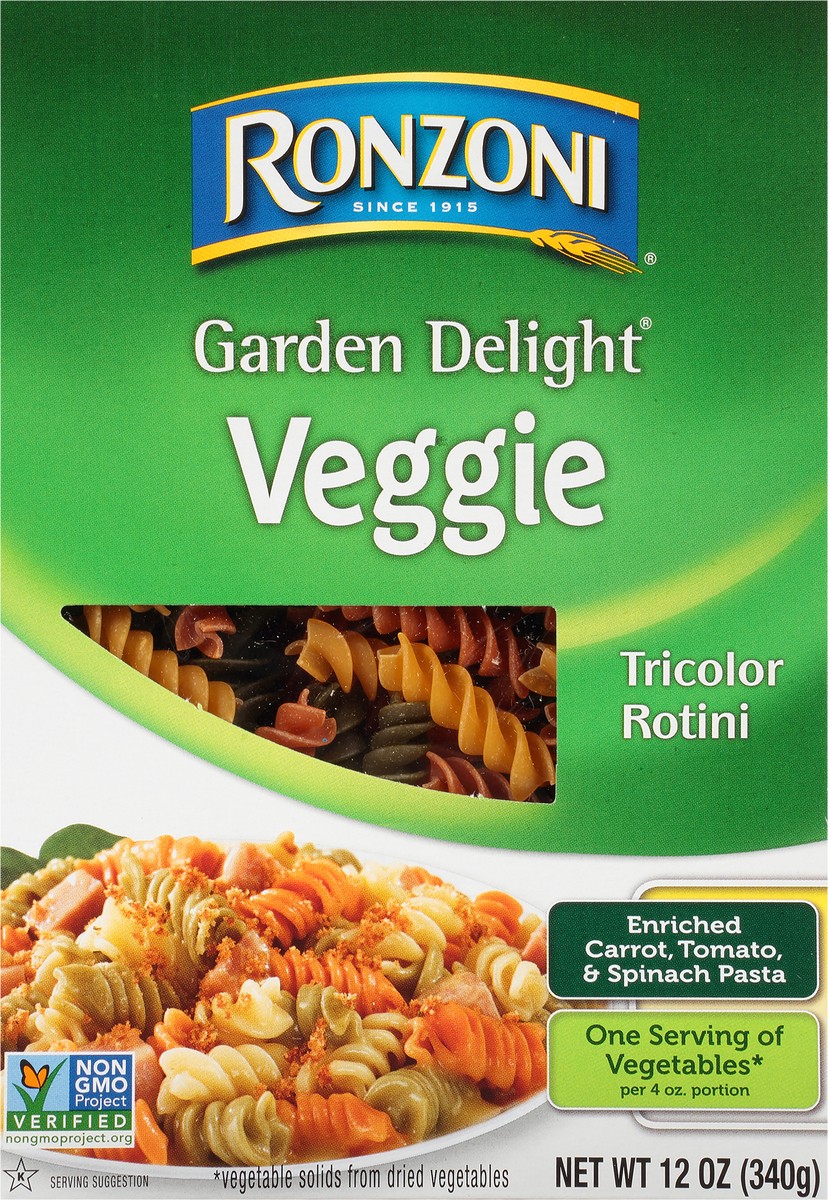slide 6 of 9, Ronzoni Garden Delight Rotini, 12 oz, Non-GMO Tricolor Pasta
, 12 oz
