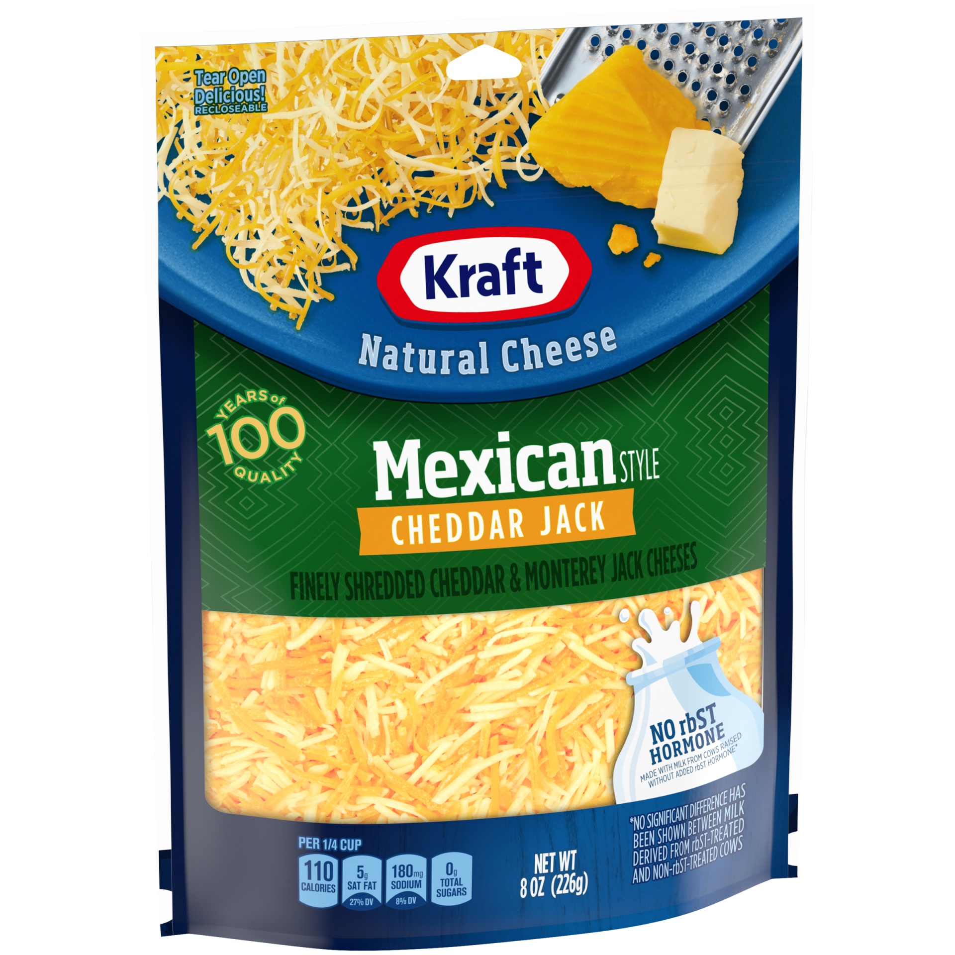 slide 2 of 6, Kraft Mexican Style Cheddar Jack Finely Shredded Cheese, 8 oz