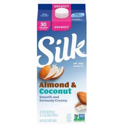 Silk Dairy Free Unsweetened Almond Coconut Milk, Gluten Free, 64 FL OZ Half Gallon