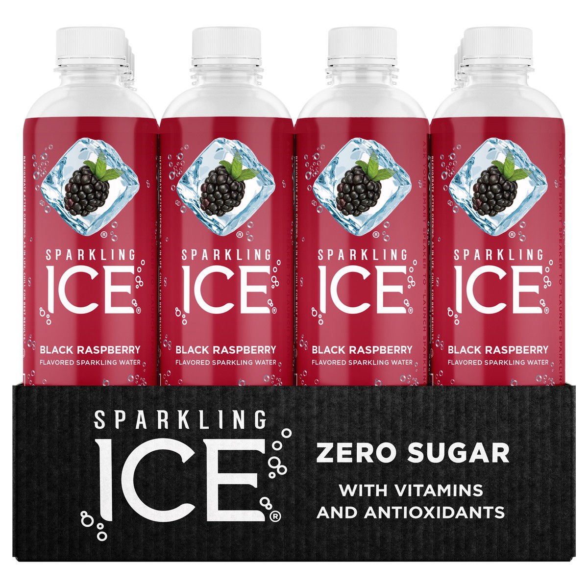 slide 1 of 1, Sparkling ICE Zero Sugar Black Raspberry Sparkling Water 12 - 17 fl oz Bottles, 12 ct