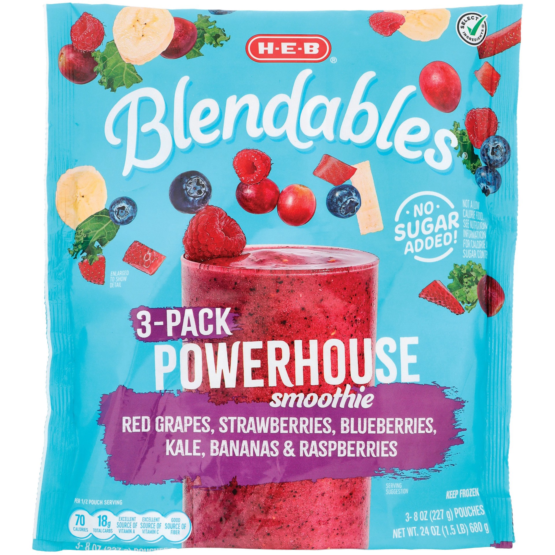 slide 1 of 1, H-E-B Blendables Powerhouse Smoothie Family Pack, 3 ct