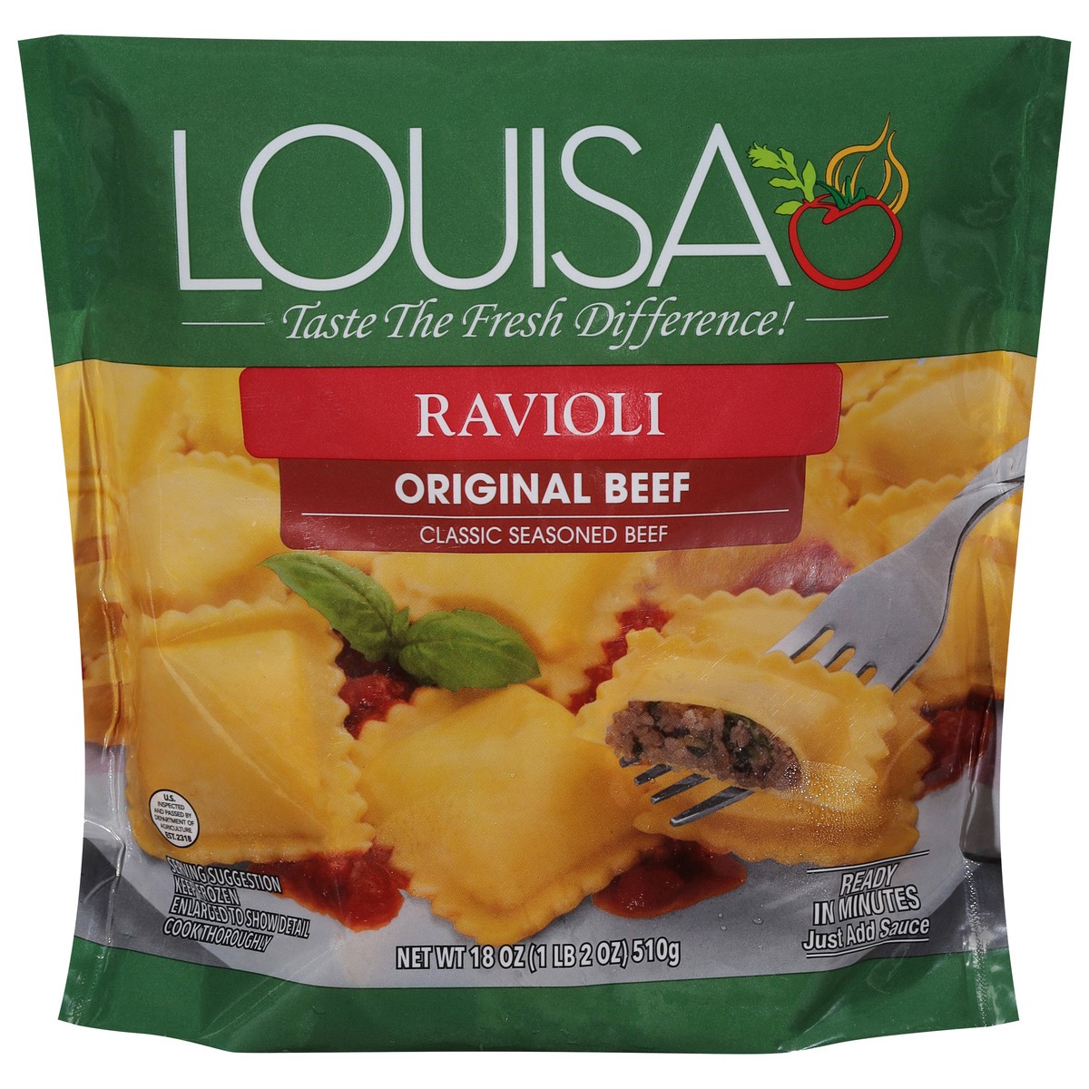 slide 1 of 1, Louisa Original Beef Ravioli, 18 oz