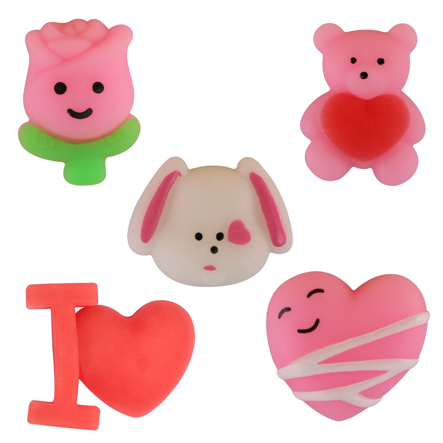 slide 1 of 1, RED AND PINK Heart Capsules - Valentine Squishy Toys, 16 ct