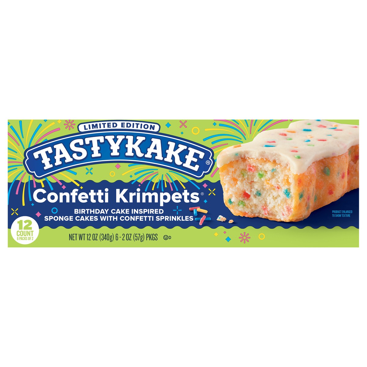 slide 2 of 2, Tastykake Confetti Krimpets, Birthday Cake Inspired Snack Cakes, 12 oz, 12 Count, 6 ct