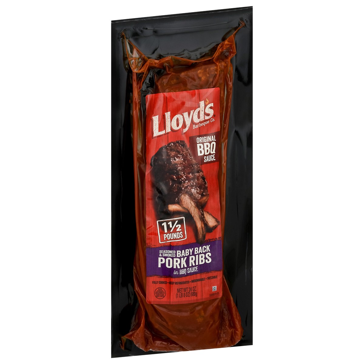 slide 2 of 9, Lloyd's Baby Back Original BBQ Sauce Pork Ribs in BBQ Sauce 24 oz, 24 oz