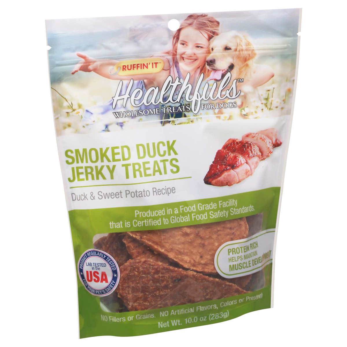 slide 7 of 10, Ruffin' It Healthyfuls Smoked Duck Jerky Treats Jerky Treats 10.0 oz Pouch, 10 oz