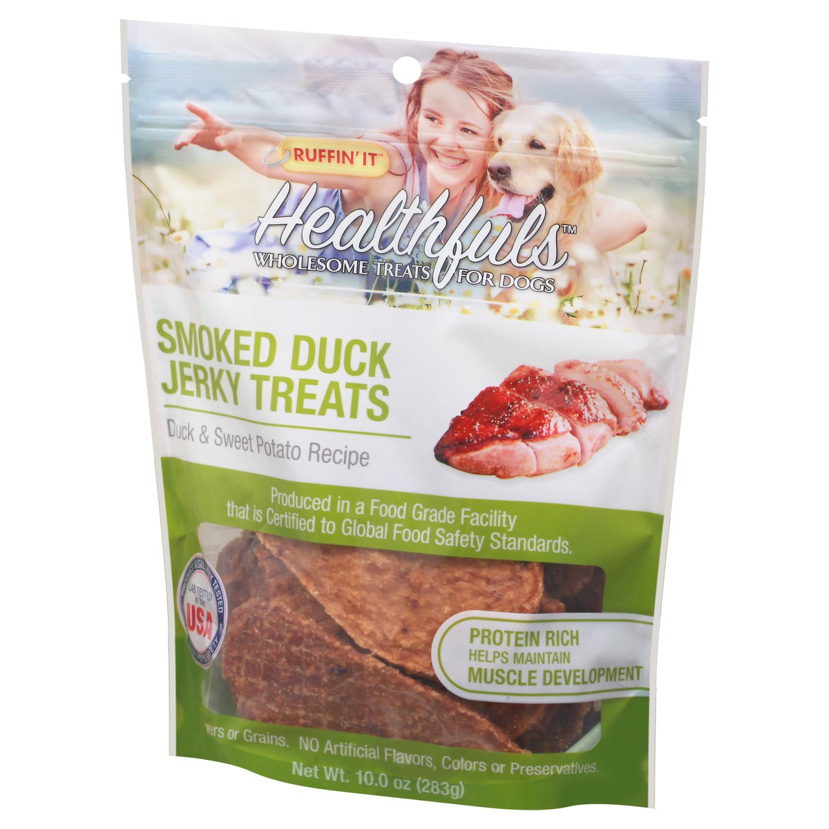 slide 2 of 10, Ruffin' It Healthyfuls Smoked Duck Jerky Treats Jerky Treats 10.0 oz Pouch, 10 oz