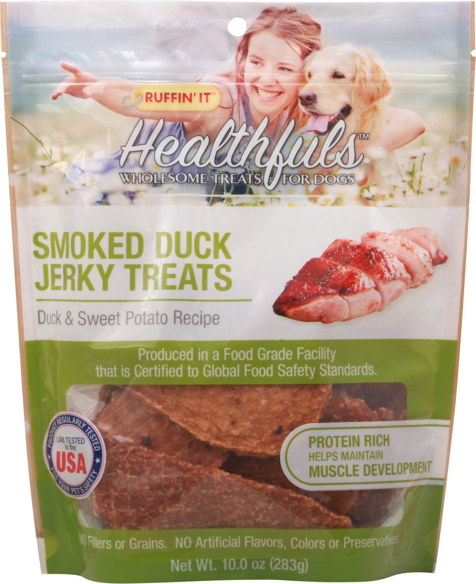 slide 6 of 10, Ruffin' It Healthyfuls Smoked Duck Jerky Treats Jerky Treats 10.0 oz Pouch, 10 oz