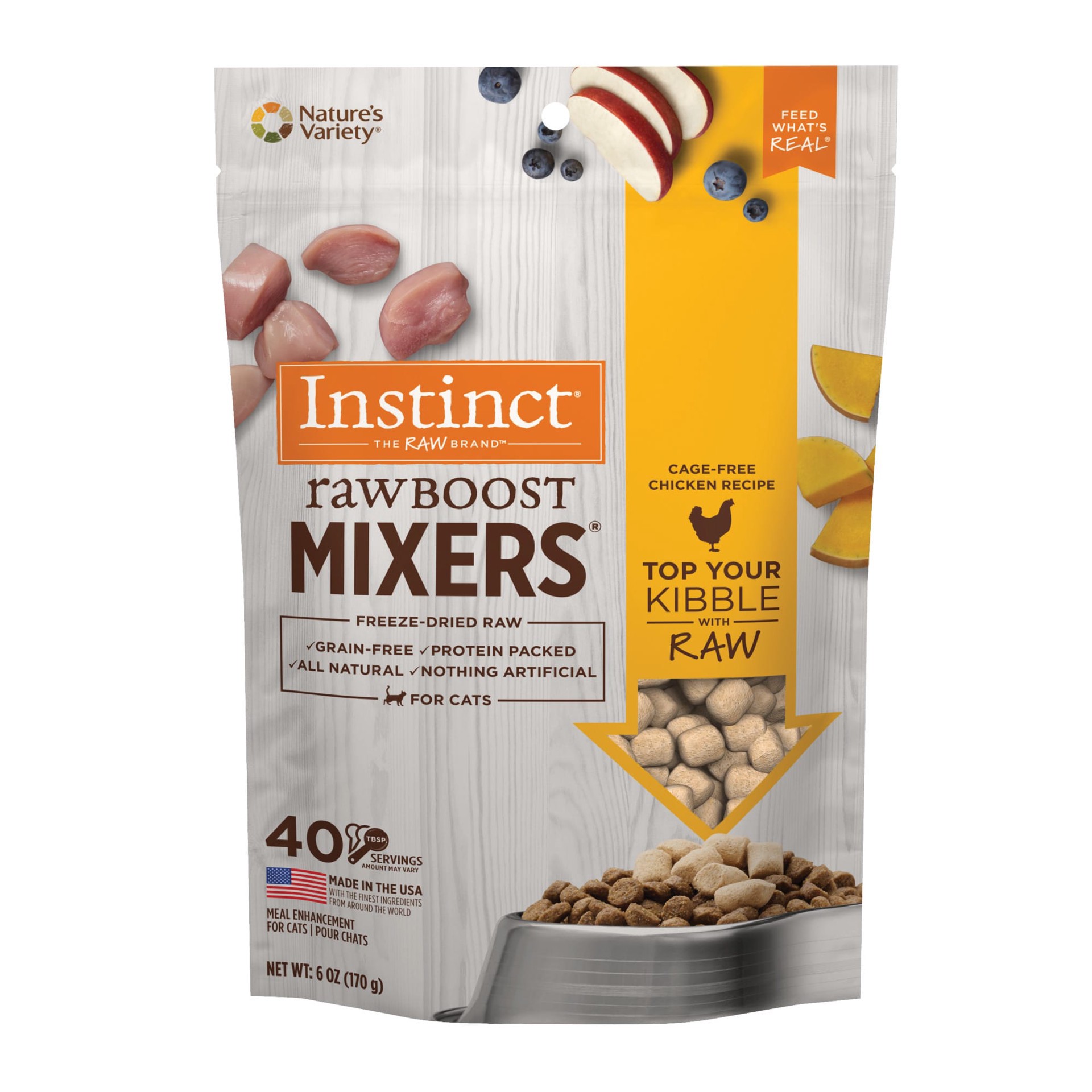 slide 1 of 1, Nature's Variety Instinct Freeze Dried Raw Boost Mixers Grain Free Chicken All Natural Cat Food Topper, 6 oz