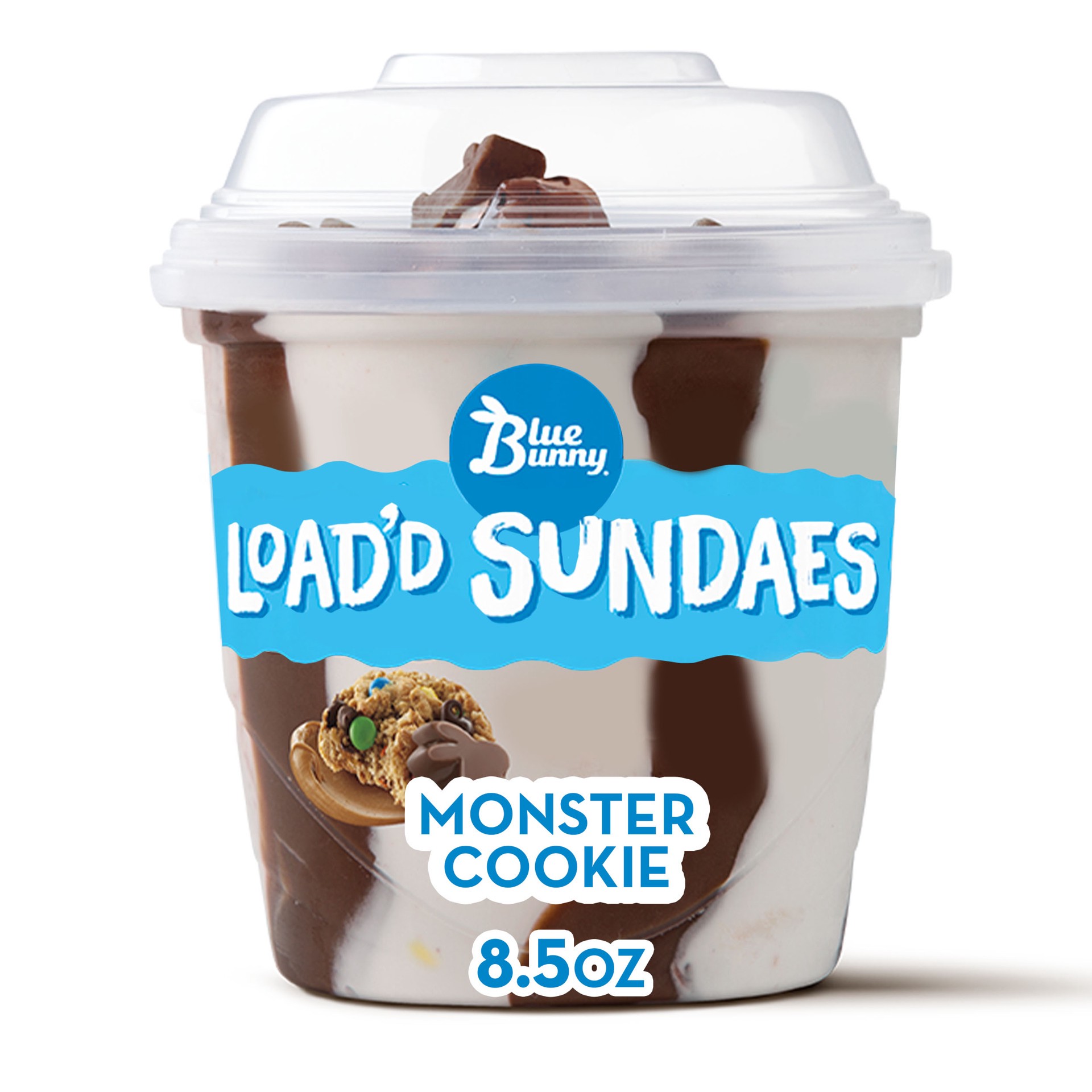 slide 1 of 9, Blue Bunny Load'd Sundaes Monster Cookie Cup, 8.5 fl oz