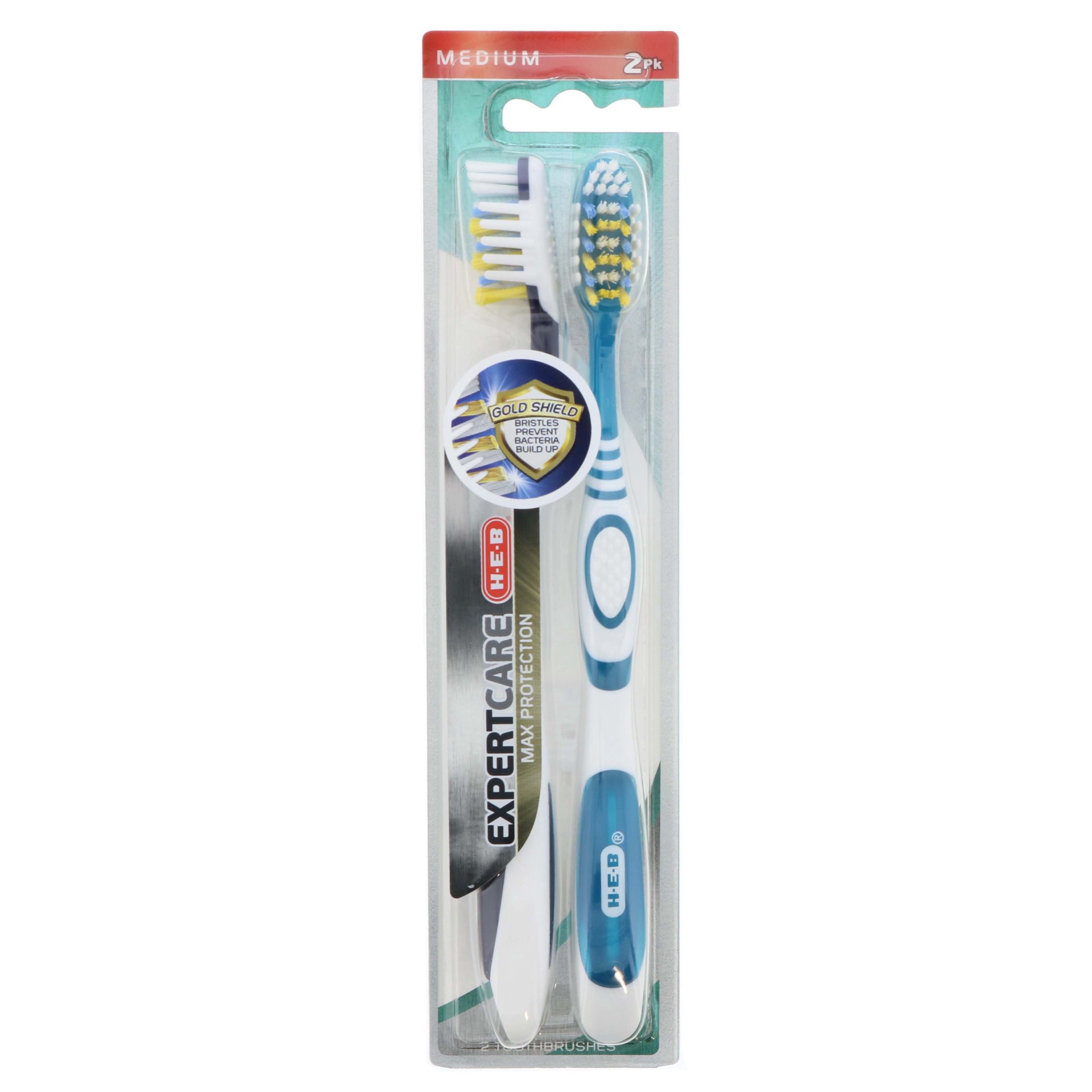 slide 1 of 1, H-E-B Expert Care Max Protection Toothbrush Medium, 2 ct