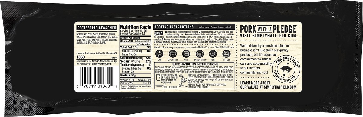 slide 2 of 3, Hatfield Pork Loin Filet, Rotisserie Seasoned, 22 oz