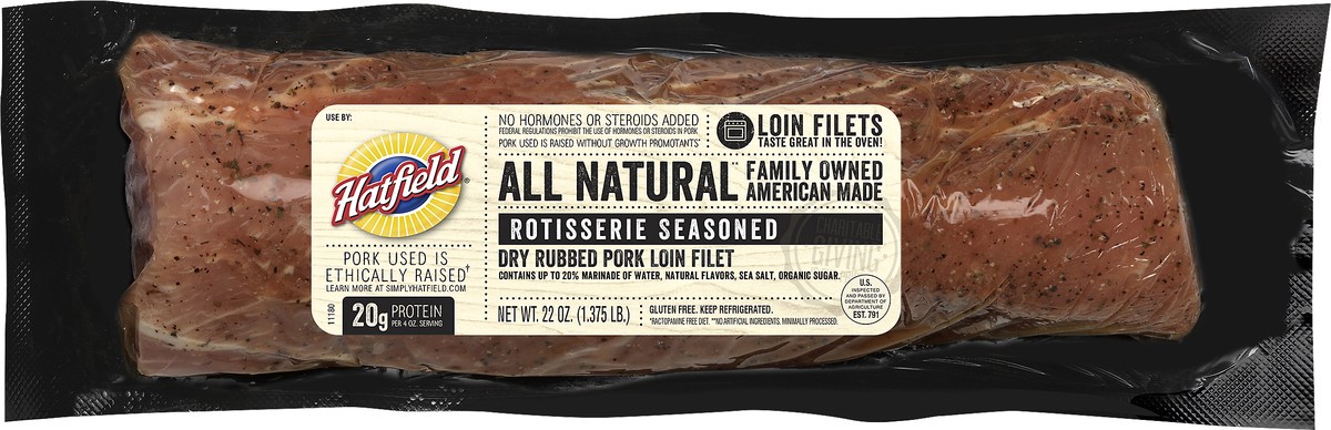 slide 1 of 3, Hatfield Pork Loin Filet, Rotisserie Seasoned, 22 oz