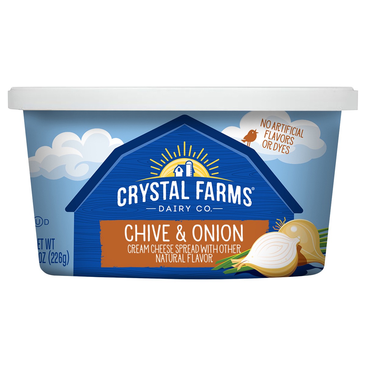 slide 1 of 1, Crystal Farms Cream Cheese Spread, Chive & Onion, 8 oz