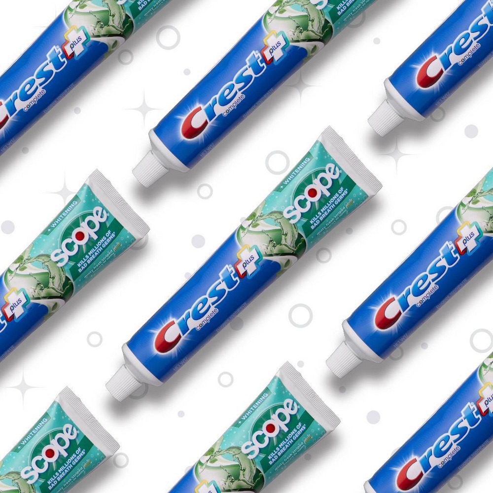 slide 4 of 10, Crest + Scope Complete Whitening Toothpaste - Minty Fresh - 5.4oz/2pk, 10.8 oz