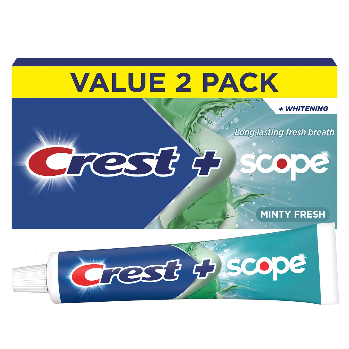 slide 1 of 10, Crest Whitening Plus Scope Toothpaste , Minty Fresh, 5.4 oz, Pack of 2, 2 ct