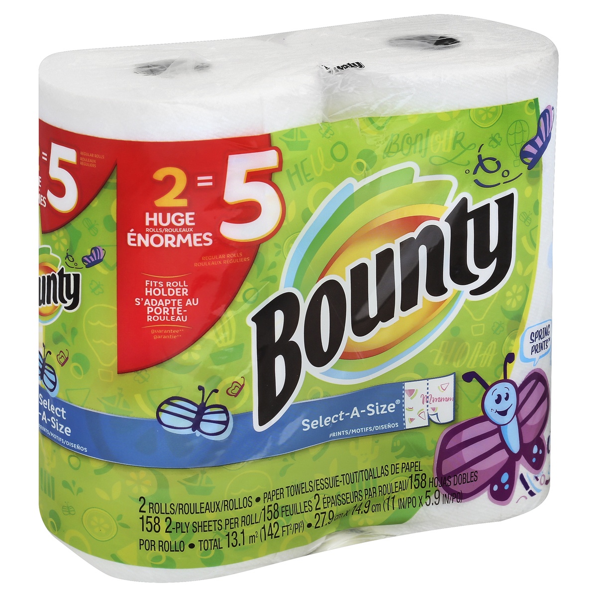 slide 1 of 1, Bounty Paper Towels, 2 ct