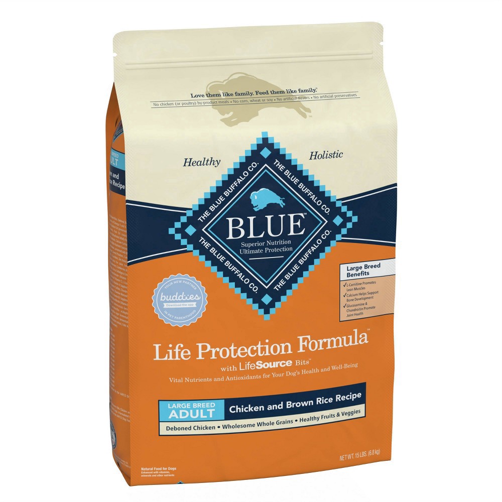 slide 2 of 15, Blue Buffalo Life Protection Formula Natural Adult Large Breed Dry Dog Food, Chicken and Brown Rice 15-lb, 15 lb