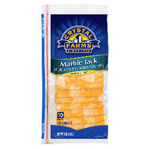 slide 1 of 1, Crystal Farms Deli Cheese Slices, Marble Jack, 8 oz