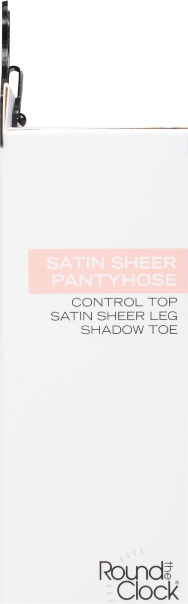 slide 3 of 9, Round The Clock Size M Off Black Satin Sheer Pantyhose - 2 Count, 2 ct