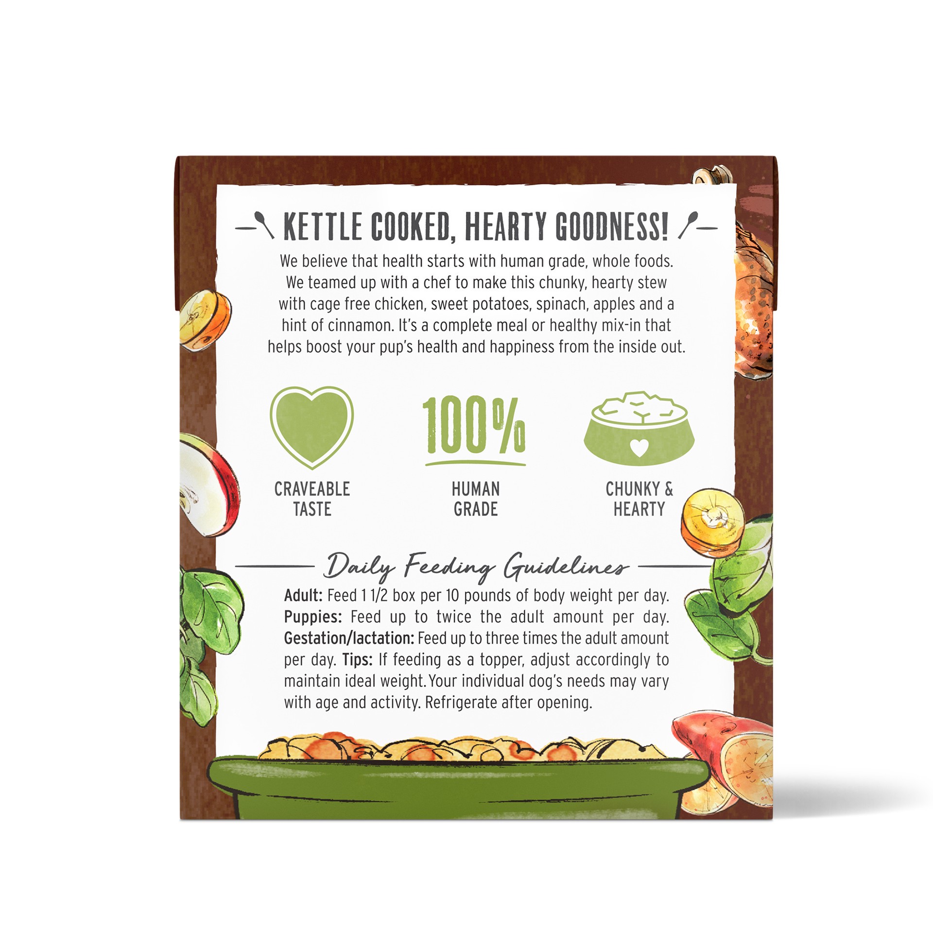 slide 8 of 8, The Honest Kitchen One Pot Stew One Pot Stews: Slow Cooked Chicken Stew with Sweet Potato, Spinach & Apples Wet Dog Food, 10.5 oz x1, 10.5 oz