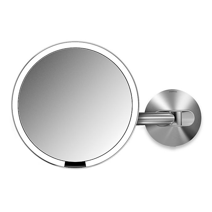 slide 1 of 2, simplehuman 5X Sensor Wall-Mounted Mirror - Brushed Metal, 1 ct