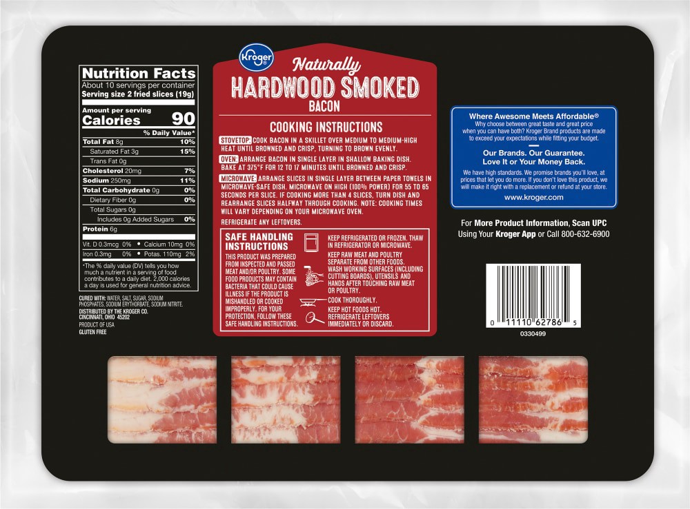 slide 2 of 2, Kroger Hardwood Smoked Bacon, 22 oz
