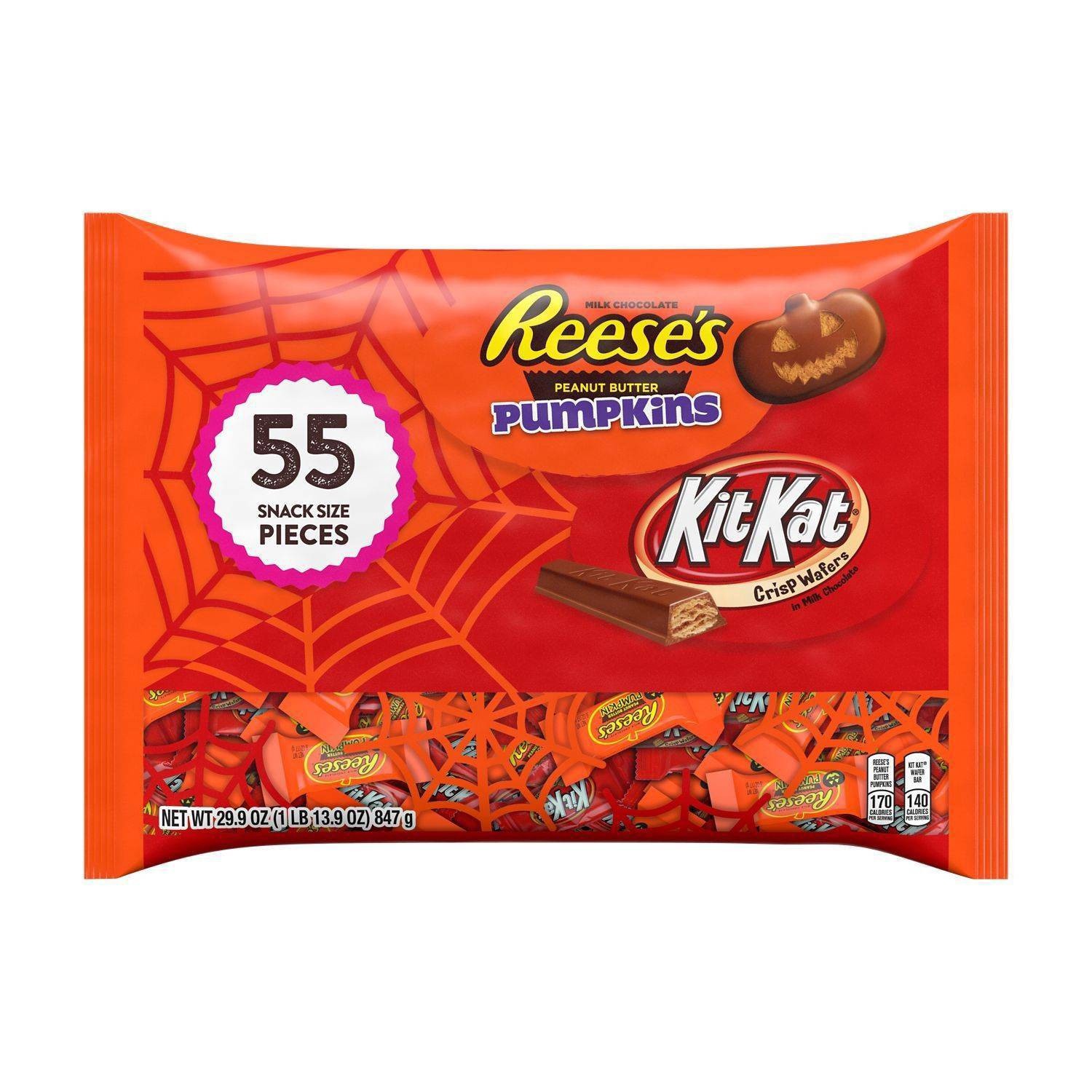 slide 1 of 7, Reese's And Kit Kat Halloween Snack Size Chocolate Candy Assortment, 29.9 oz