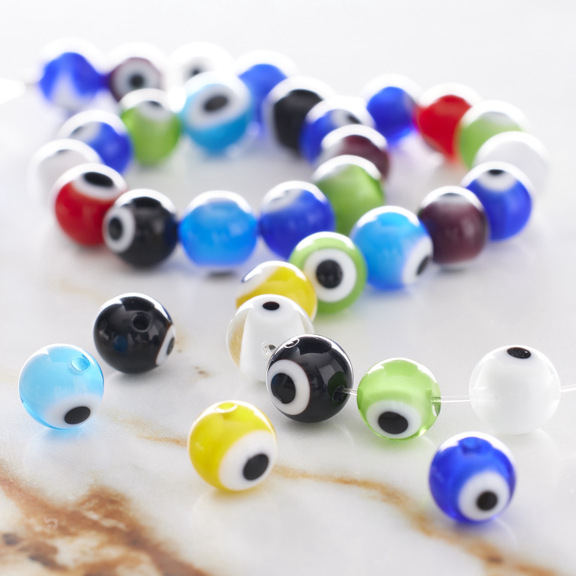 slide 3 of 3, Multicolor Eyeball Glass Round Beads, 8mm By Bead Landing, 8mm