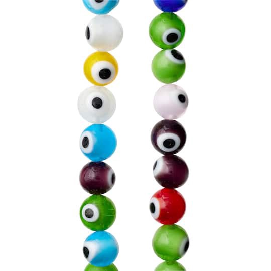 slide 1 of 3, Multicolor Eyeball Glass Round Beads, 8mm By Bead Landing, 8mm