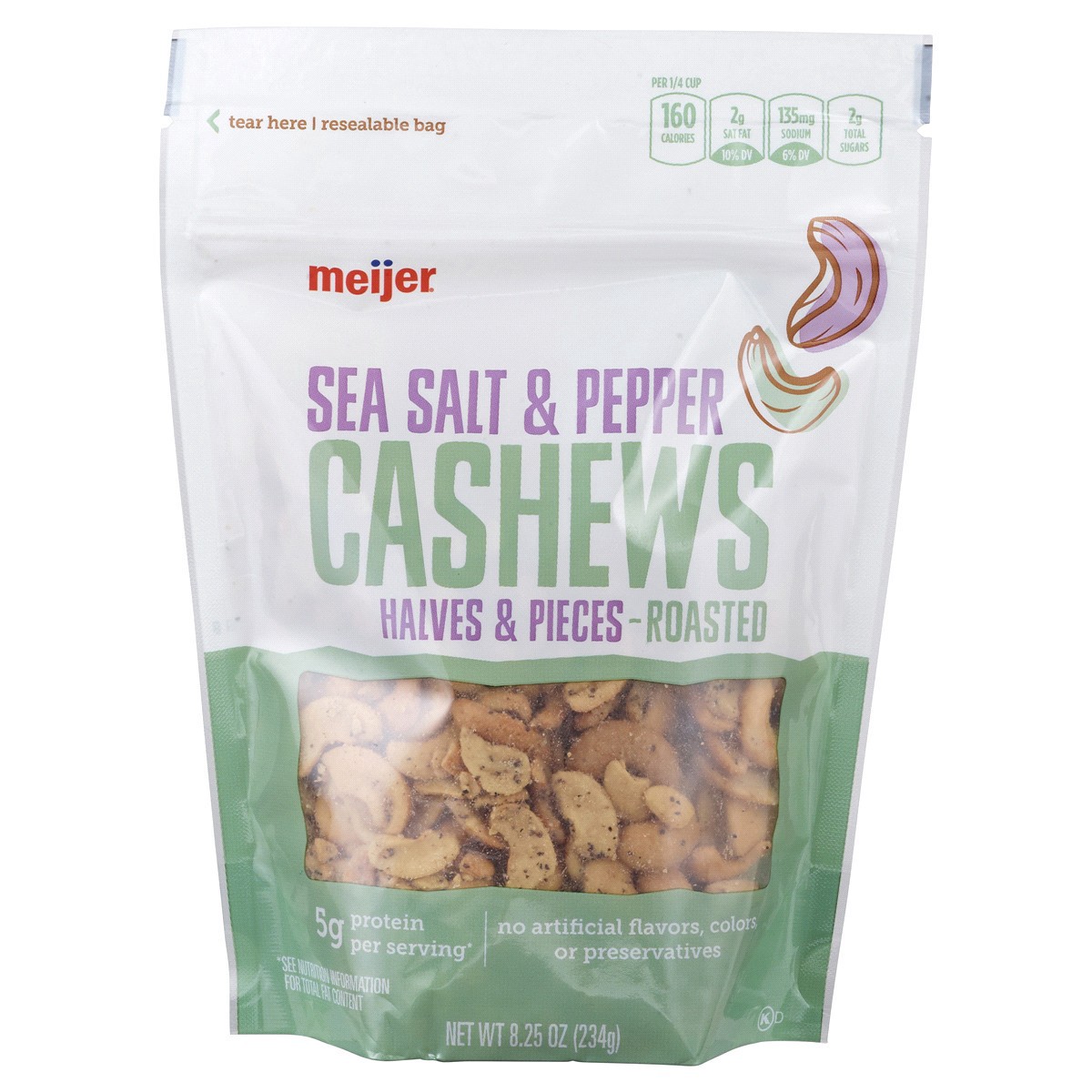 slide 1 of 5, Meijer Salt & Pepper Cashew Halves & Pieces, 8.25 oz