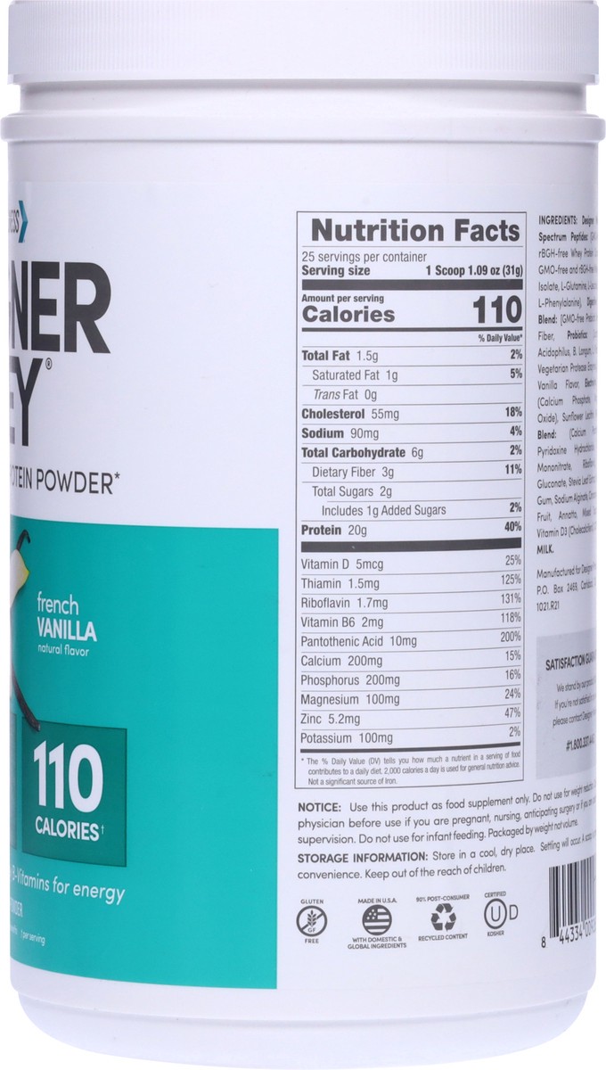 slide 4 of 9, Designer Wellness Designer Whey French Vanilla Flavor Protein Powder with Probiotics 1.72 lb, 1.7 lb