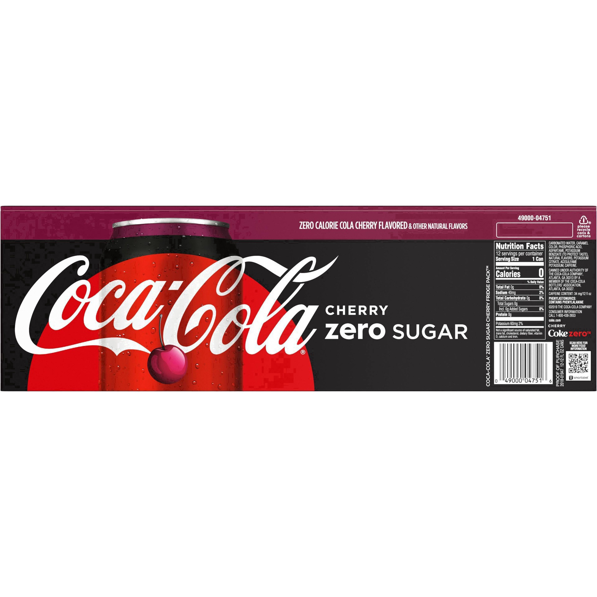 slide 37 of 173, Coca-Cola® zero sugar, cherry, 12 ct; 12 fl oz