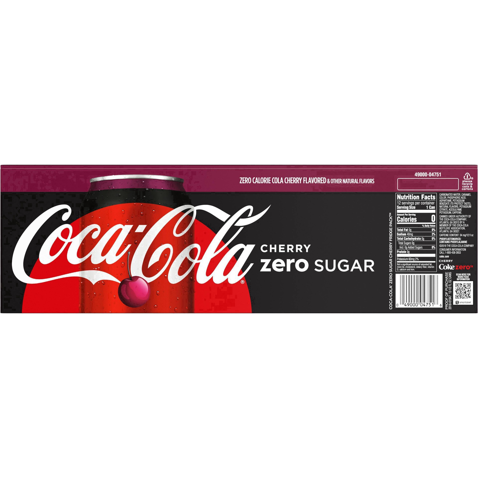 slide 39 of 173, Coca-Cola® zero sugar, cherry, 12 ct; 12 fl oz