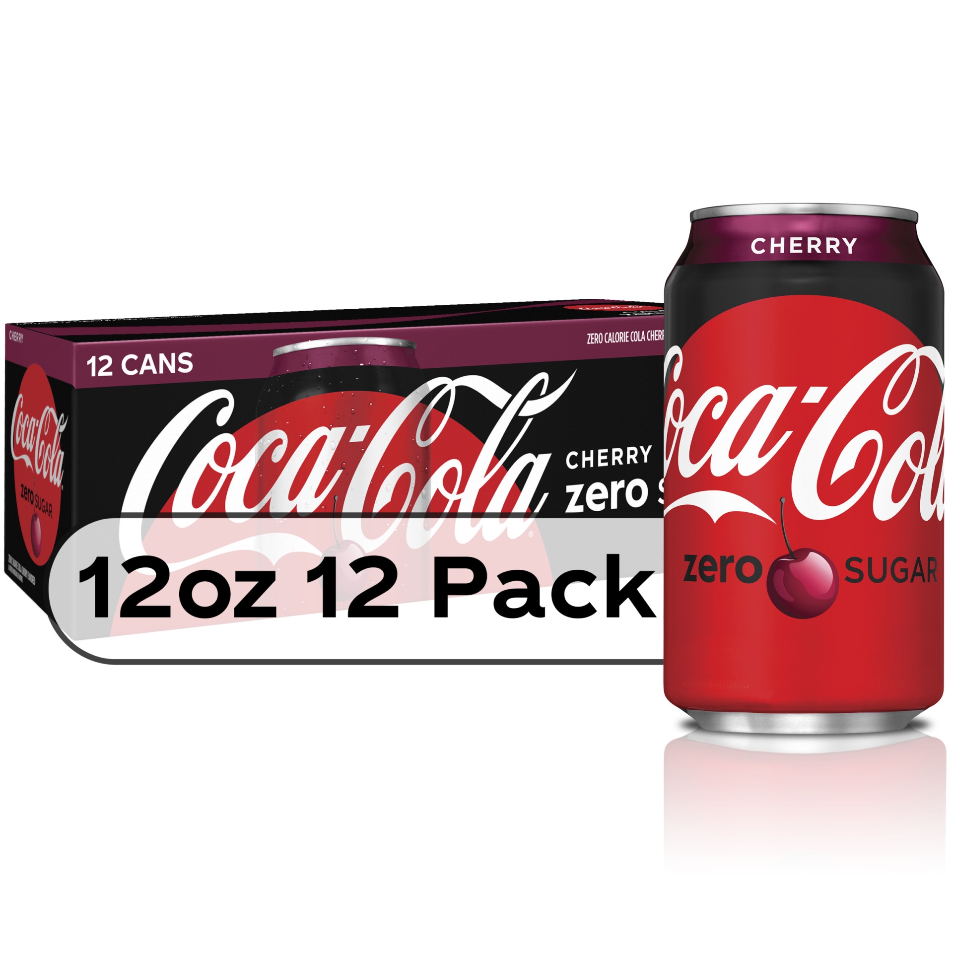 slide 1 of 9, Coca-Cola Cherry Zero, 12 ct; 12 fl oz