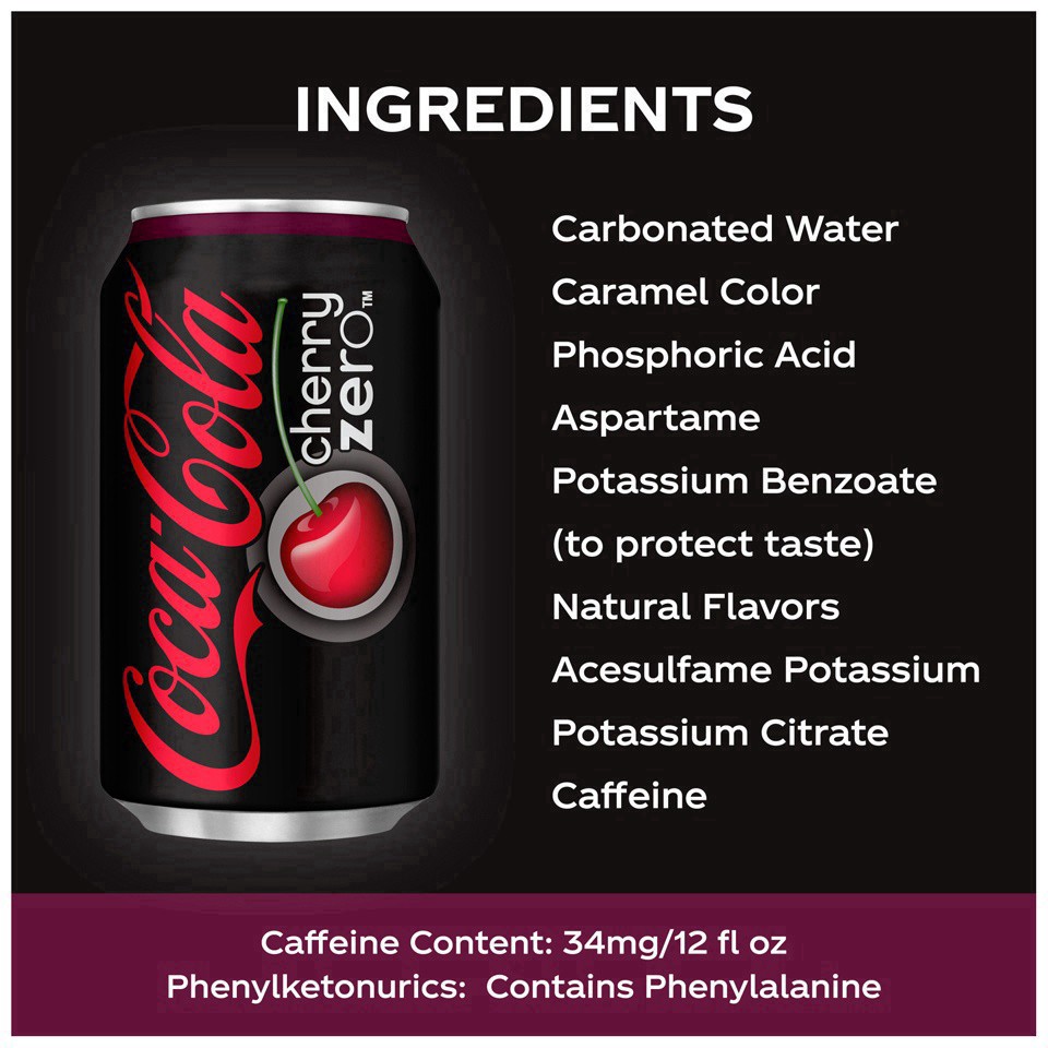 slide 101 of 173, Coca-Cola® zero sugar, cherry, 12 ct; 12 fl oz